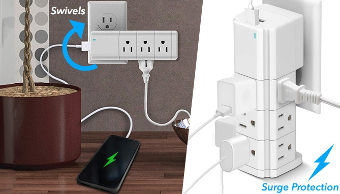 Picture 2 of Multi-Charging Swivel Outlet Surge Protector: 11 Ports & USB-C