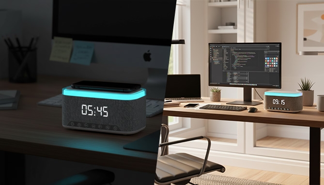 Picture 4 of SmartWake Clock Speaker Hub w/ Wireless Charger