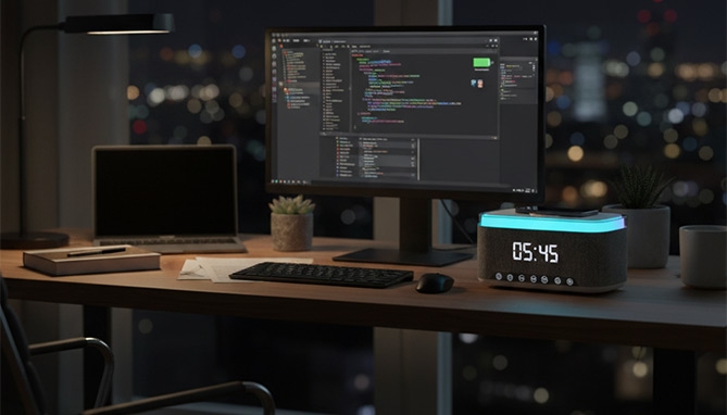 Picture 5 of SmartWake Clock Speaker Hub w/ Wireless Charger