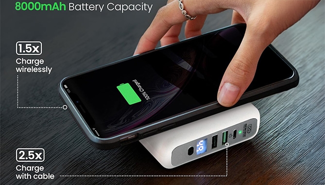 Picture 2 of 8,000 mAh Wireless Travel Portable Charger