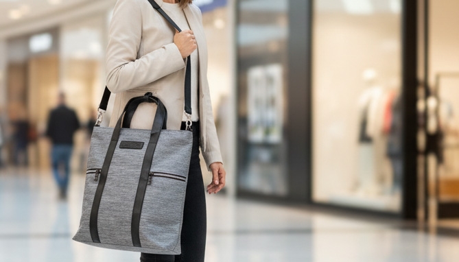 Picture 2 of Everyday 5-Pocket Canvas Tote Bag - Grey