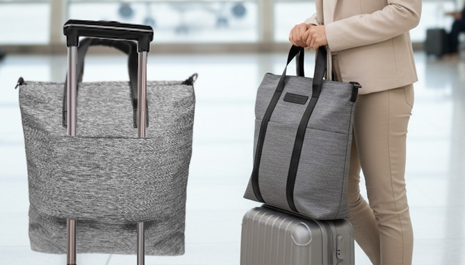 Picture 4 of Everyday 5-Pocket Canvas Tote Bag - Grey