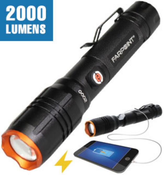 Picture 1 of DENTED/Dinged: Platinum Series 2000 Lumen Rechargeable Flashlight by Farpoint 