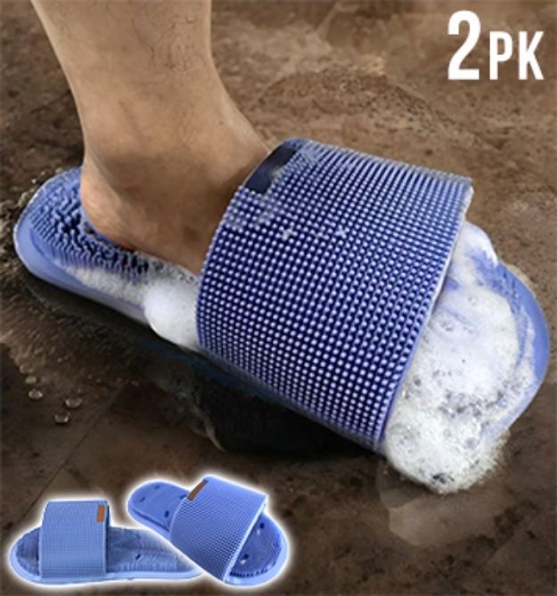 Picture 1 of Silicone Foot Scrubber Slipper for the Shower  2pk