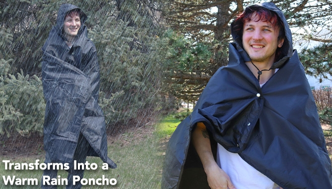 Picture 3 of DENTED/Dinged: Travel Friendly 4-in-1 Picnic Blanket, Raincoat, Cushion, and Poncho
