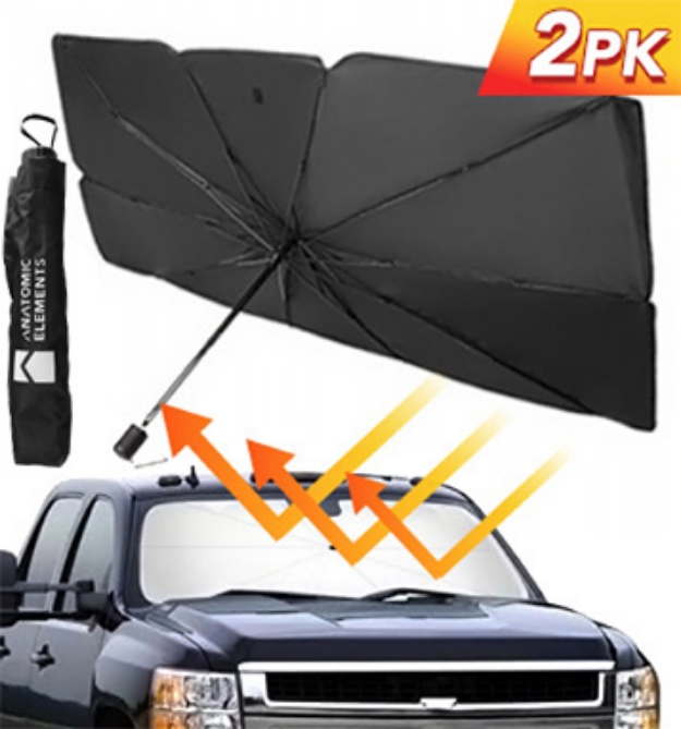 Picture 1 of Windshield Umbrella Car Shade 2-Pack