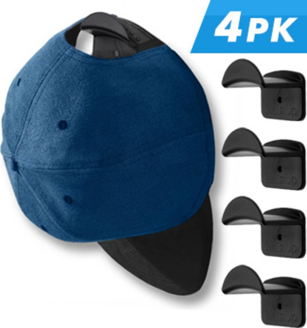 Picture 1 of Adhesive Hat Hangers: Peel and Stick Display Hooks 4-Pack