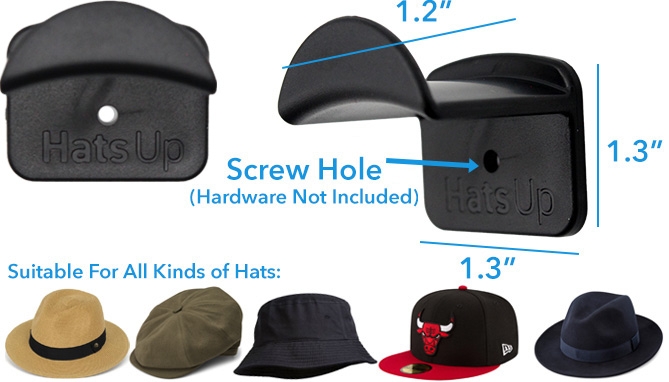 Picture 2 of Adhesive Hat Hangers: Peel and Stick Display Hooks 4-Pack
