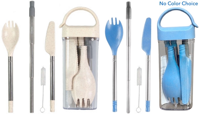 Picture 2 of Portable and Reusable Utensil Set With Clip-On Carrying Case