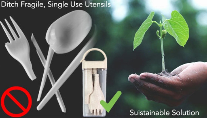 Picture 5 of Portable and Reusable Utensil Set With Clip-On Carrying Case