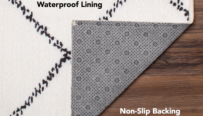 Picture 5 of DD-Washable Rug: Medina Moroccan Diamond White/Grey Size 3' x 5'(Dented Packaging) 