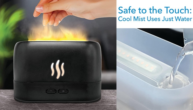 DD-Humidifier LED Flame Light and Essential Oil Diffuser(Dented ...