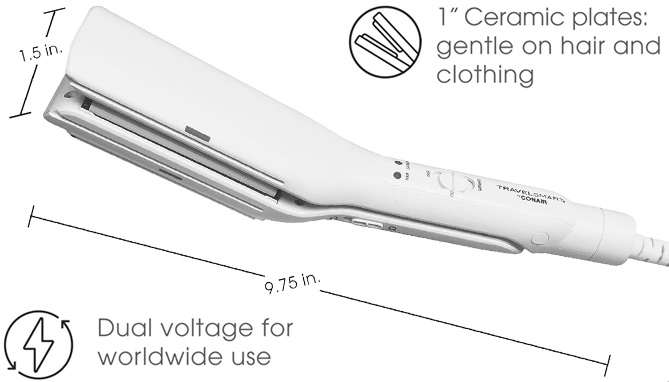 image ofConair 2-in-1 Mini Iron for Clothes and Hair; best travel gear we tested for hair and clothing