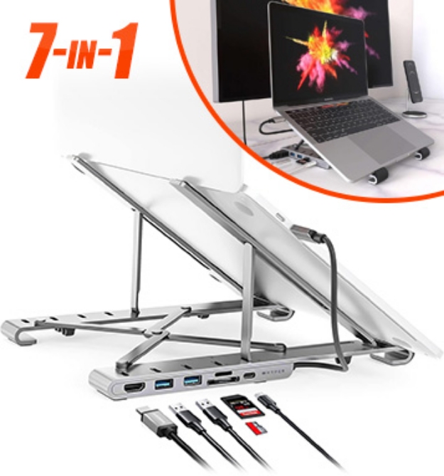 Picture 1 of HyperDrive 7-in-1 Aluminum Laptop Stand and USB Hub