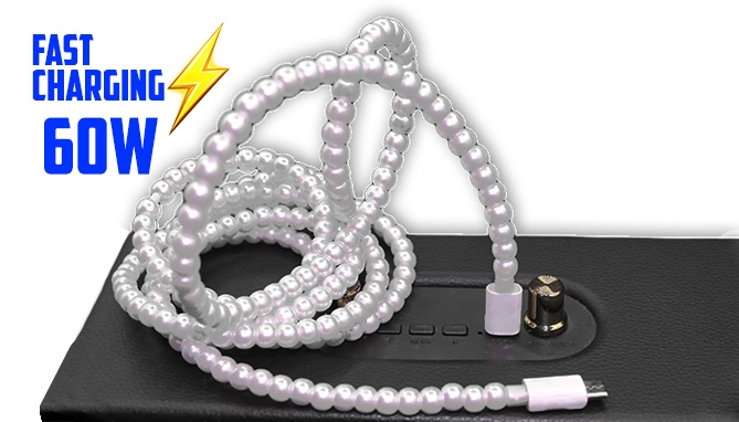 Picture 2 of Rapid Charging 60W Pearl Dual-Ended USB-C 6ft Cable