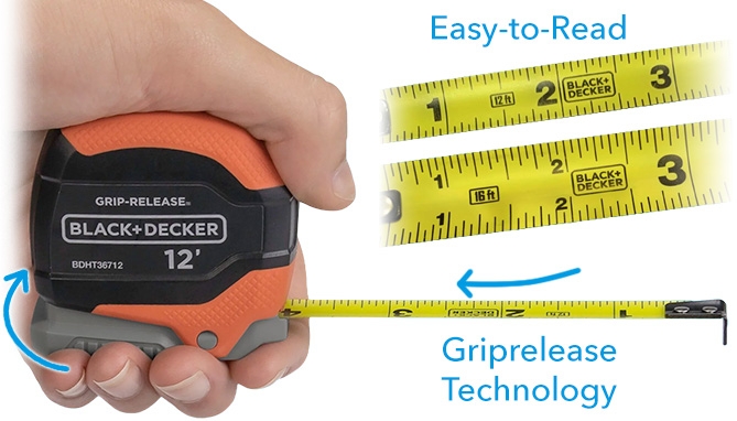 Picture 2 of 12' and 16' Grip Release Tape Measure Set with Self-Locking Blades