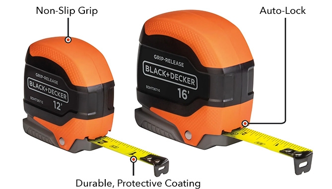 Picture 3 of 12' and 16' Grip Release Tape Measure Set with Self-Locking Blades