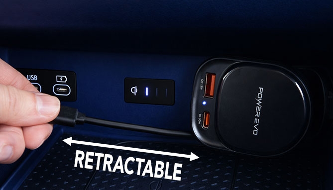 Picture 3 of Retractable Car Charger With USB-C Cord Built-In + 2 Extra Ports