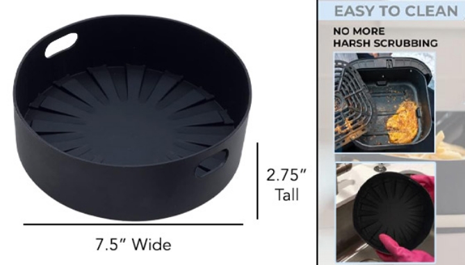 Picture 3 of DD-Charge Tower:Silicone Air Fryer Basket with Basting Brush and Tongs (Medium)(Dented Packaging)