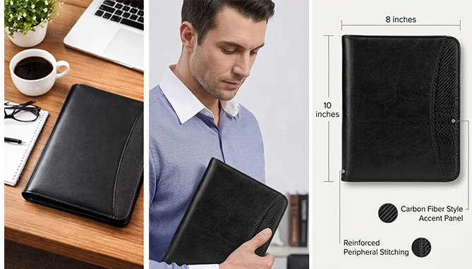 Picture 2 of Professional 10x8 Junior Legal Padfolio: Faux-Leather Organizer with 9x6 Notepad