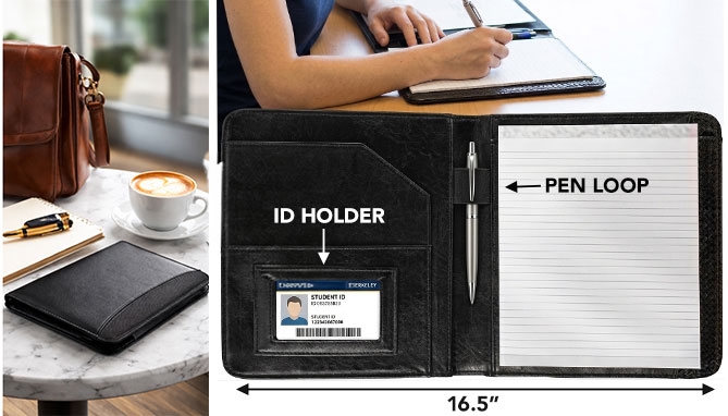 Picture 3 of Professional 10x8 Junior Legal Padfolio: Faux-Leather Organizer with 9x6 Notepad