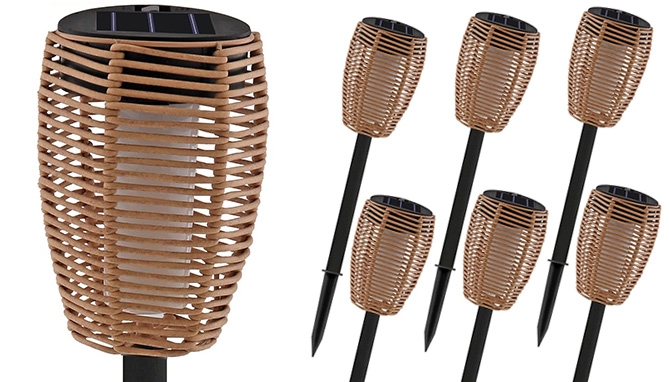 Picture 2 of Solar Wicker Lights w/ Flickering Flame (Case of 6)