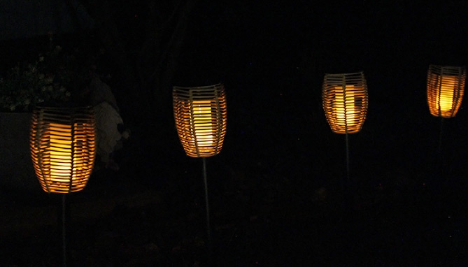 Picture 4 of Solar Wicker Lights w/ Flickering Flame (Case of 6)