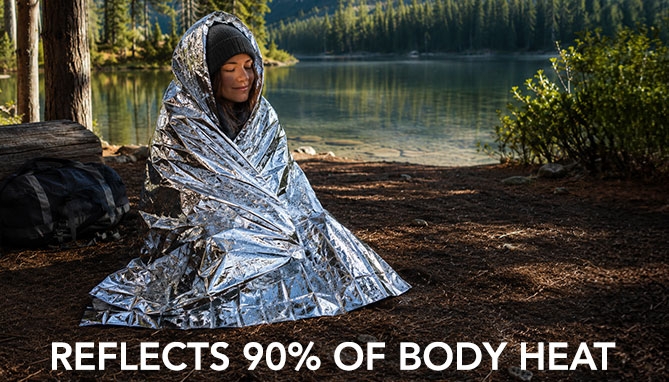 Picture 2 of Emergency Mylar Thermal Blanket w/Resealable Bag