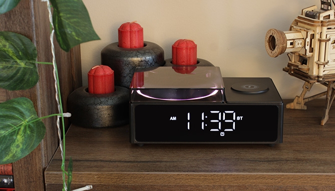 Picture 2 of DENTED/Dinged:Multifunction Turntable-Style Speaker and Wireless Charger(Dented Packaging)