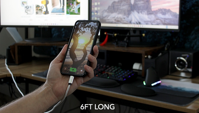 Picture 4 of Upgraded 6ft Braided Charging Cord: Double USB-C and Lightning