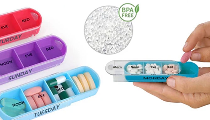 Picture 2 of 7-Day Pill Organizer With 4 Daily Compartments And Travel Trays