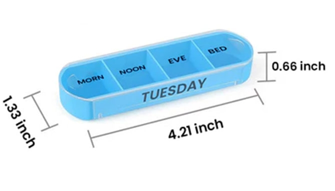 Picture 4 of 7-Day Pill Organizer With 4 Daily Compartments And Travel Trays