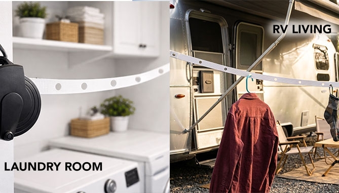 Picture 5 of Retractable Clothesline: Windproof Portable Laundry Strap