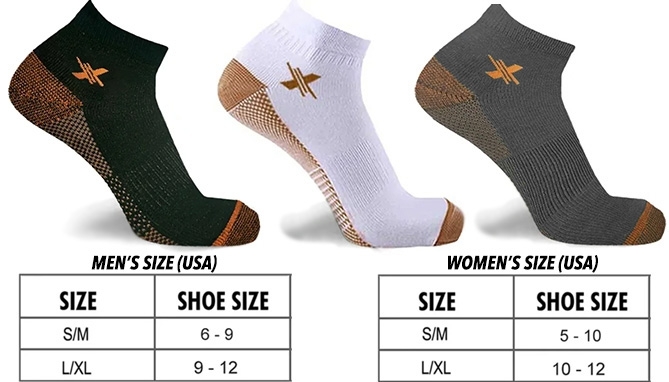Picture 2 of Copper-Infused Low Cut Ankle Length Compression Socks (3-Pairs)