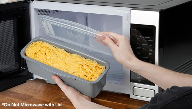 Picture 2 of DENTED/Dinged:Microwave Pasta Cooker with Strainer Lid(Dented Packaging)               