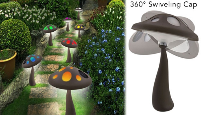Picture 4 of DENTED/Dinged:Solar Powered Mushroom Landscape Light w/ Color Changing Lights(Dented Packaging)