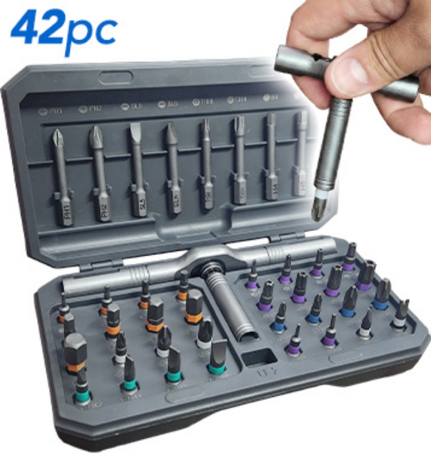 Picture 1 of Magnetic Ratchet 42pc Screwdriver Set