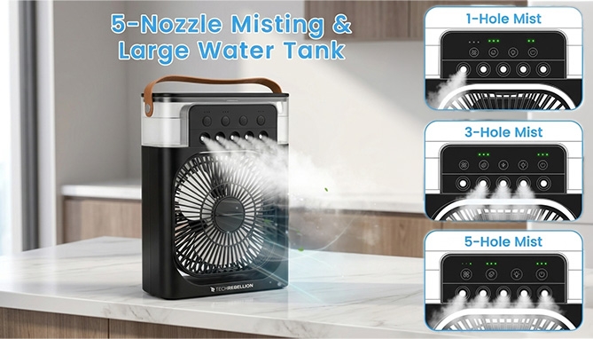 Picture 2 of Icy Mist Cooling Desk Fan With 3 Speeds