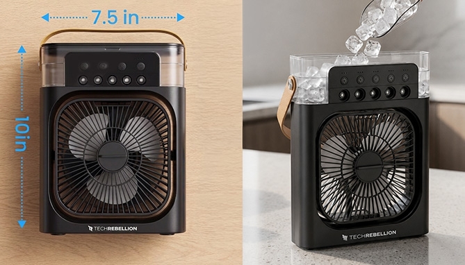 Picture 3 of Icy Mist Cooling Desk Fan With 3 Speeds