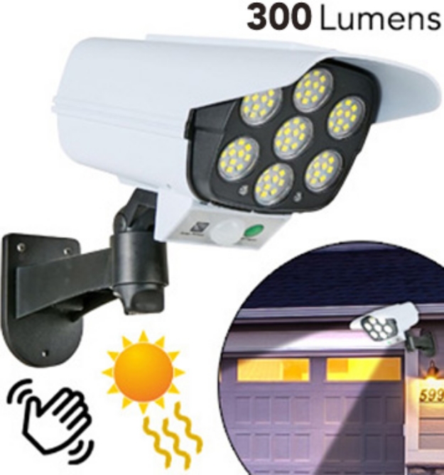 Picture 1 of 7000K Solar-Powered LED Security Light with Remote Control (Dented Packaging)