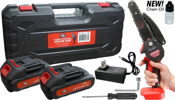 Picture 5 of Rechargeable 6in Handheld Chainsaw Kit