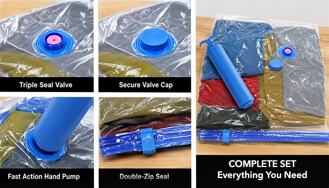 Picture 2 of Heavy Duty Vacuum Bag Kit With Hand Pump & 8 Bags