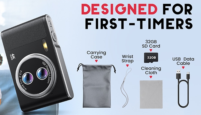 Picture 3 of Point-and-Shoot 4K Deluxe Digital Camera Kit