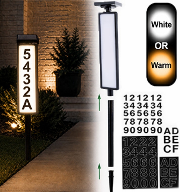 Picture 1 of GlowPost Solar Address Sign