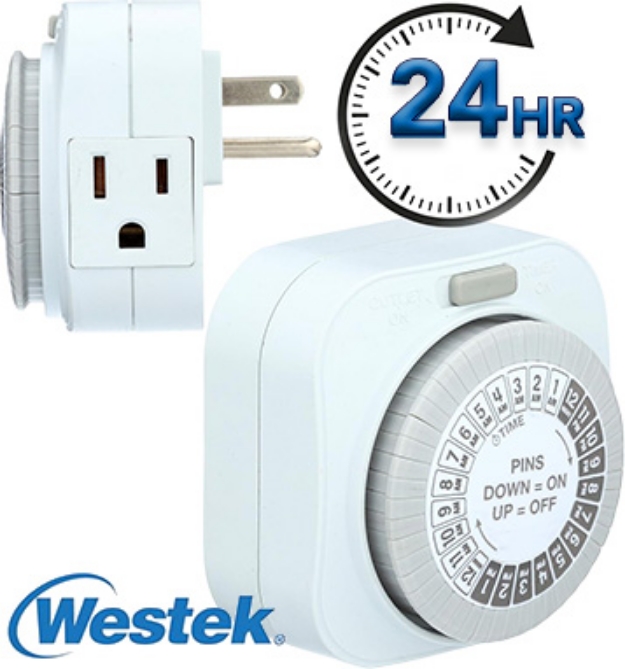 Picture 1 of Plug-In Mechanical 24-Hour Timer with Grounded Outlet by Westek
