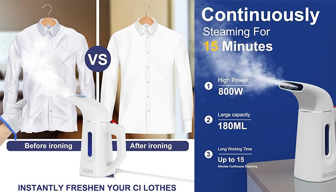 Picture 2 of Compact Handheld Garment Steamer Kit: 180ML
