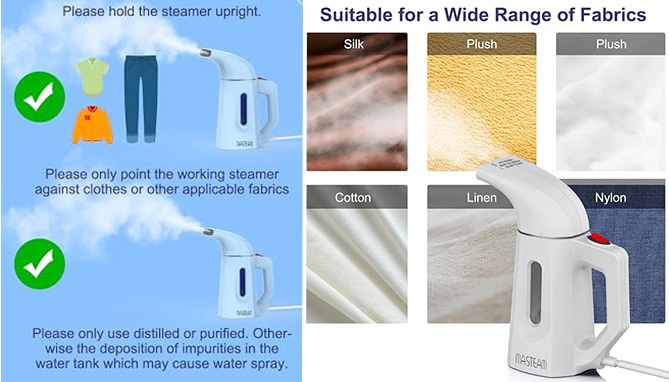 Picture 3 of Compact Handheld Garment Steamer Kit: 180ML
