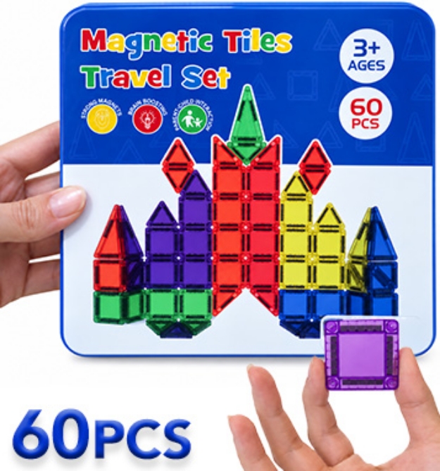Picture 1 of Travel-Size Magnetic Tile Set 60pc
