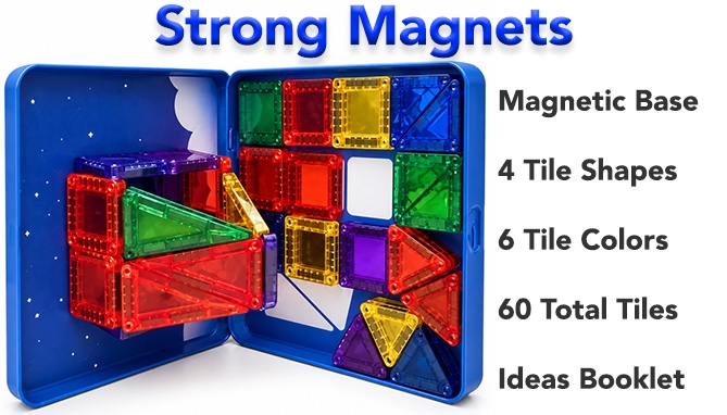 Picture 3 of Travel-Size Magnetic Tile Set 60pc