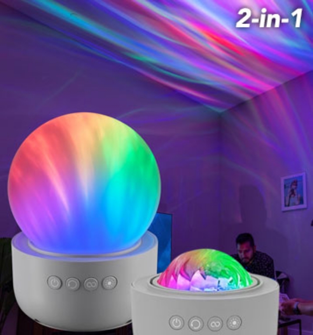 Picture 1 of 2-in-1 Aurora Wave Projector and Night Light